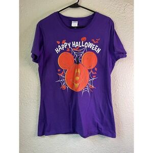 Disney Halloween T-Shirt Mickey‎ Mouse Pumpkin Graphic Tee Purple Large